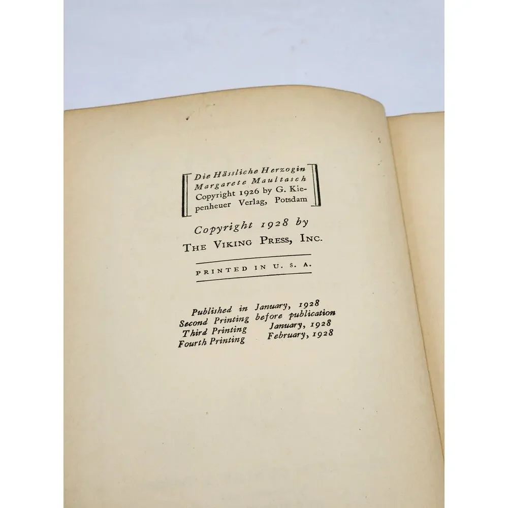 Ugly Duchess By Lion Fevchtwanger Historical Novel Margaret Tyrol Vintage 1928